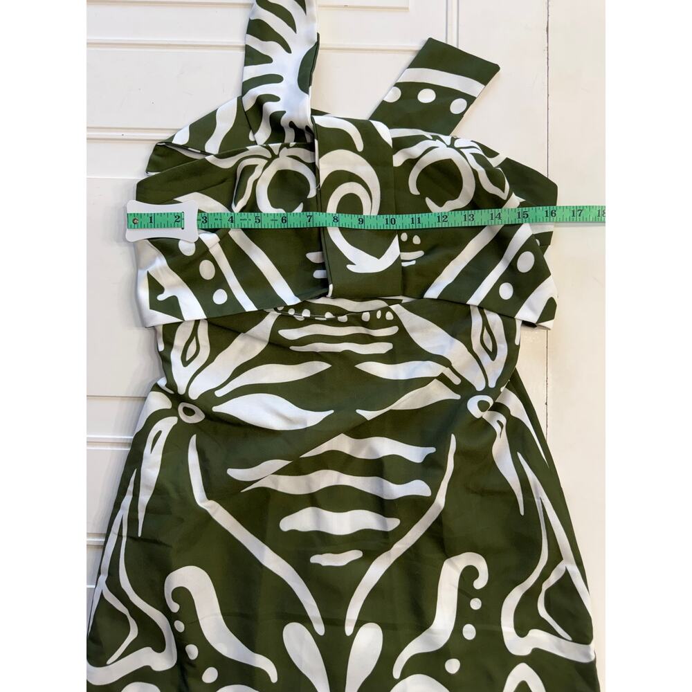 Commense Womens Sz M Green Geometric Unique Two Piece Halter Cutout Mini Dress - Picture 6 of 6